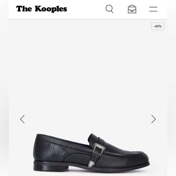 MEN’S THE KOOPLES BLACK LEATHER LOAFERS WITH WESTERN BUCKLE FR44